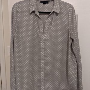 Grey Polka Dot Button Up Blouse